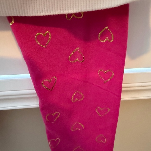 Girls' Casual Valentines Set - White Fuzzy top, pink pants, and gold accents - Picture 4 of 4